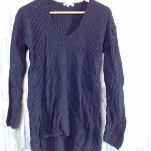 Madewell knit v neck hi low sweater merino wool XS